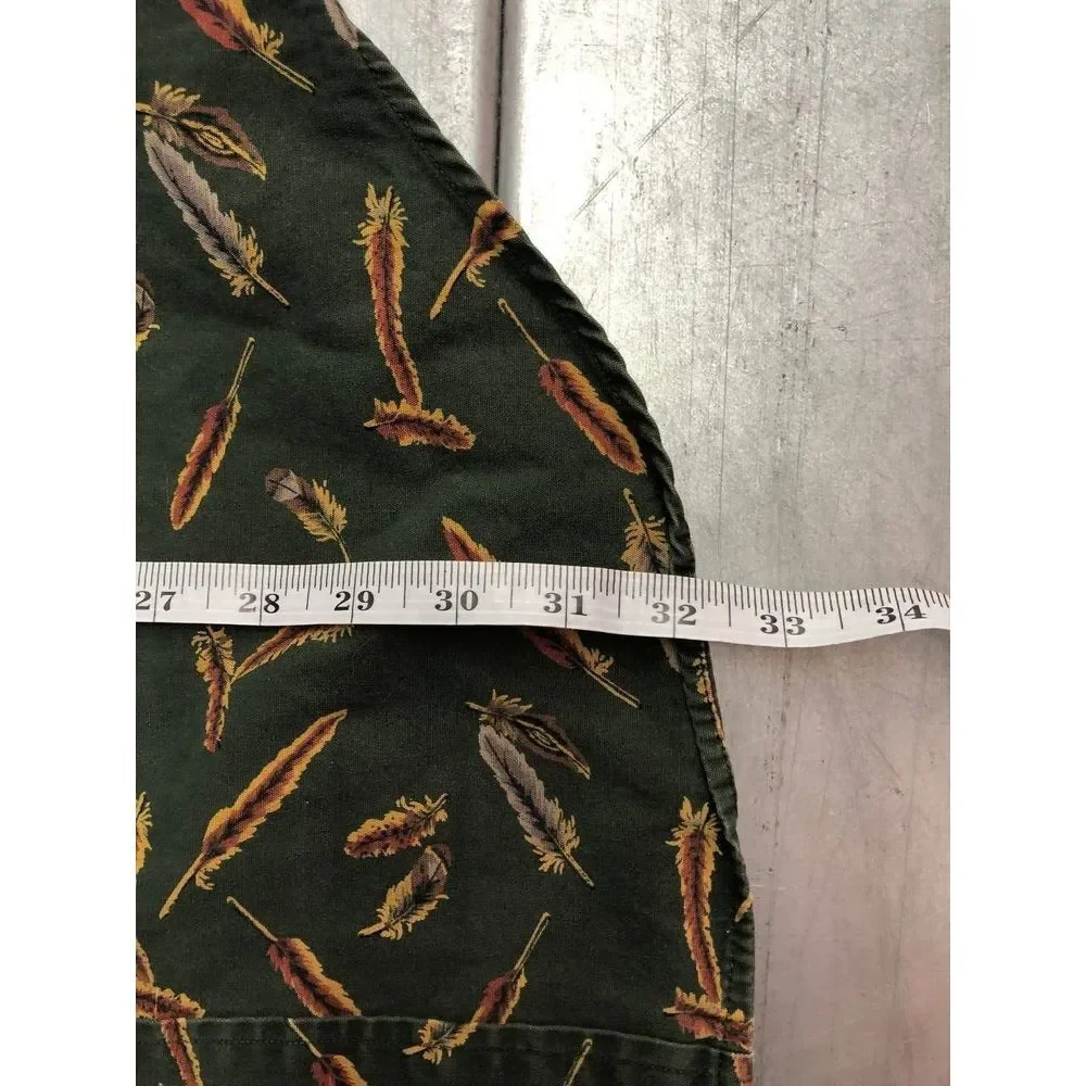 Vintage Banana Republic Safari Button Up Shirt‎ Mens XL Feather All Over Print